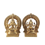 Superfine Brass Ganesh Lakshmi Idol Set with Prabhavali - 9" Height